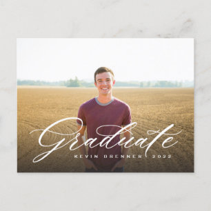 Elegantes Calligrafy Graduate Foto Party Einladungspostkarte
