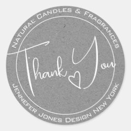 Elegantes Calligrafy Gray Paper Danke Labels Runder Aufkleber