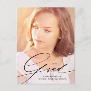 Elegantes Calligrafy Overlay Full Foto Abschluss Postkarte