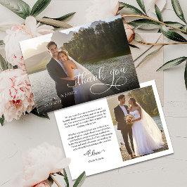 Elegantes Calligrafy Overlay Modernes 2 Wedding-Fo Dankeskarte
