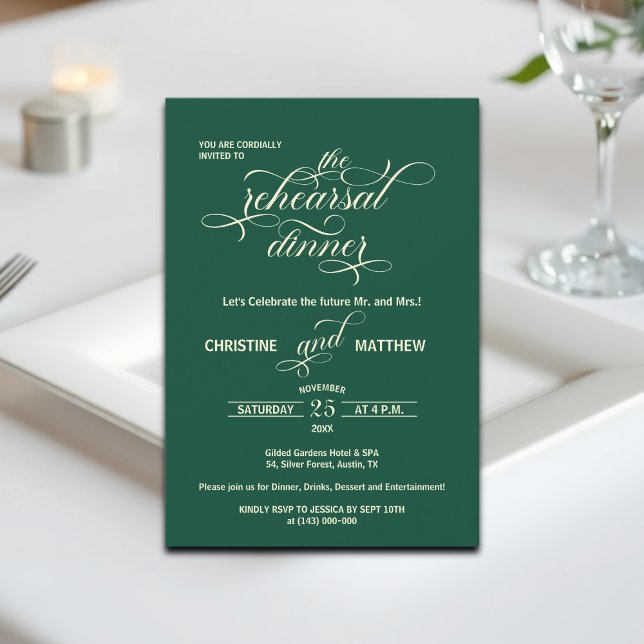 Elegantes Calligrafy Probe Dinner Aquamarin Hochze Einladung (Von Creator hochgeladen)