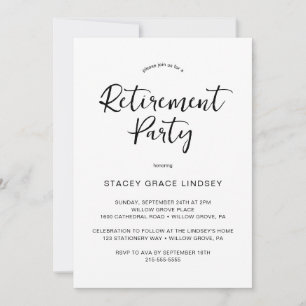 Elegantes Calligrafy Retirement Party Einladung