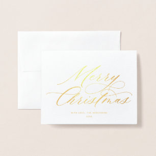 Elegantes Calligrafy Script Frohe Weihnachten Folienkarte