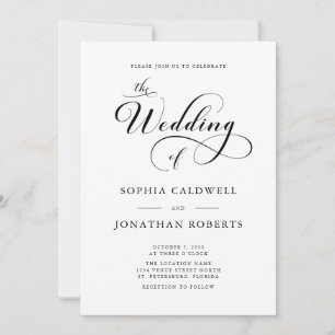 Elegantes Calligrafy Script QR Code Hochzeit Einladung