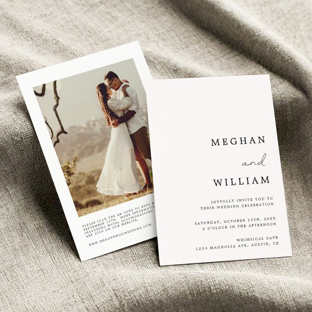 Elegantes Calligrafy Script QR Code Hochzeit Einladung (Von Creator hochgeladen)