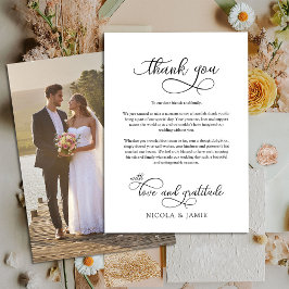 Elegantes Calligrafy Single Full Size Wedding Foto Dankeskarte