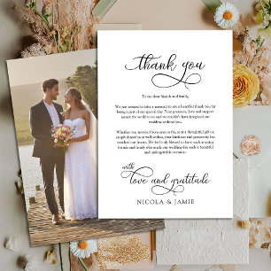 Elegantes Calligrafy Single Full Size Wedding Foto Dankeskarte