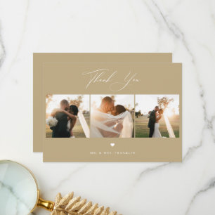 Elegantes Calligrafy Wedding Foto Danke Karte