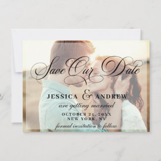 Elegantes Calligrafy Wedding FOTO Save the Date