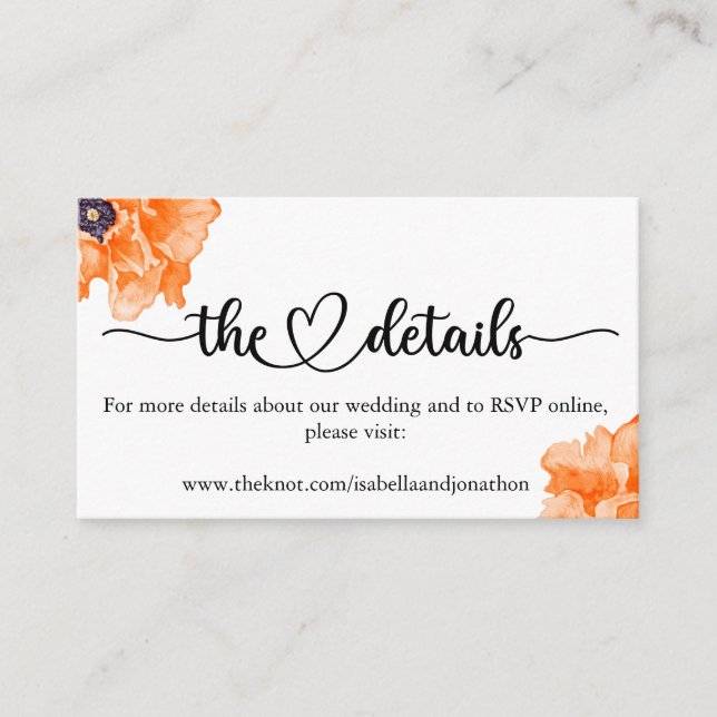 Elegantes Calligrafy Wedding Website Enclosure Car Begleitkarte (Vorderseite)