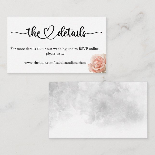 Elegantes Calligrafy Wedding Website Enclosure Car Begleitkarte (Vorne/Hinten)