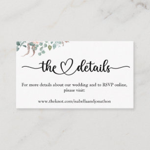 Elegantes Calligrafy Wedding Website Enclosure Car Begleitkarte