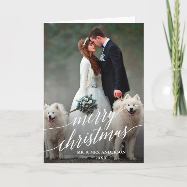 Elegantes Calligraphie Frohe Weihnachtszeit-Foto Feiertagskarte (Vorderseite)