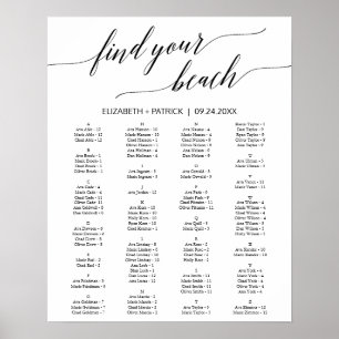 Elegantes Calligraphy Beach Theme Seating Chart Poster