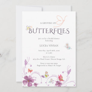 Elegantes Calligraphy Butterflies Brautparty Einladung