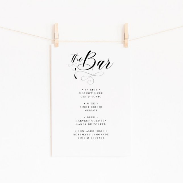 Elegantes Calligraphy Classic Wedding Bar Menu Poster (Von Creator hochgeladen)