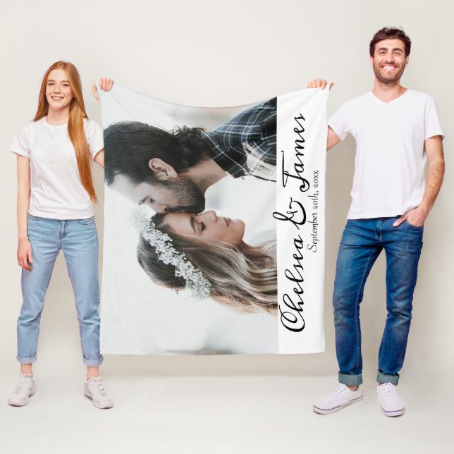 Elegantes Calligraphy Couple Foto Fleecedecke (Beispiel)