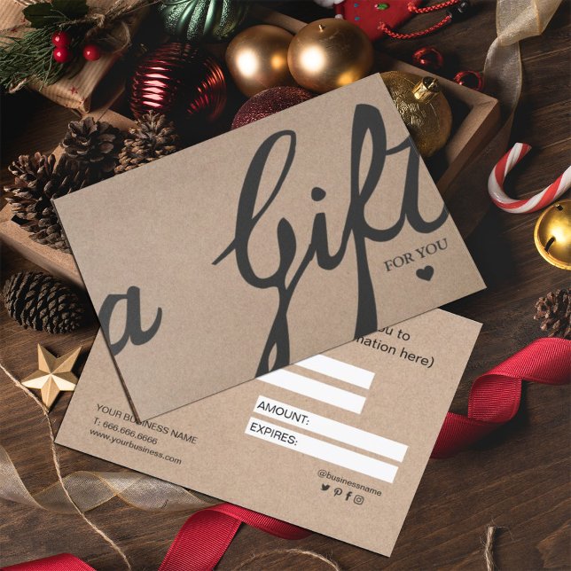 Elegantes Calligraphy Custom Kraft Gift Certificat (Von Creator hochgeladen)
