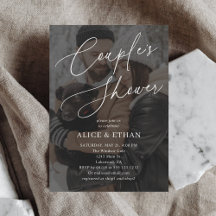 Elegantes Calligraphy Foto Couples Dusche