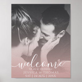 Elegantes Calligraphy Foto Rose Gold Wedding Poster