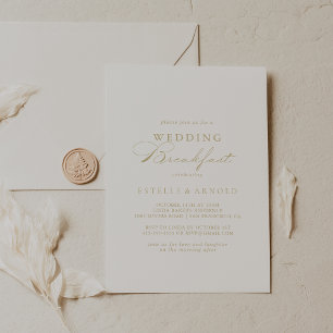 Elegantes Calligraphy Gold Wedding Breakfast Einladung