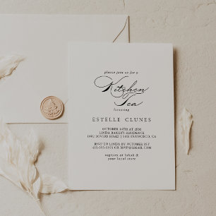 Elegantes Calligraphy Kitchen Tea Brautparty Einladung