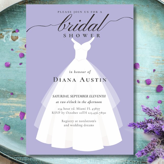 Elegantes Calligraphy Lavender Lilac Brautparty Einladung (Elegant Calligraphy Lavender Lilac Bridal Shower Invitation)