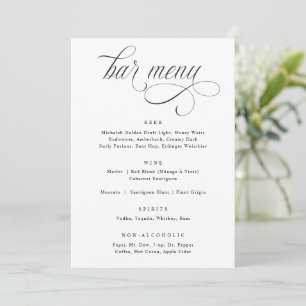 Elegantes Calligraphy Luxury Wedding Bar Menu Menükarte