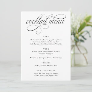 Elegantes Calligraphy Luxury Wedding Cocktail Menü Menükarte