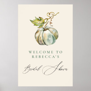 Elegantes Calligraphy Pumpkin Brautparty Willkomme Poster