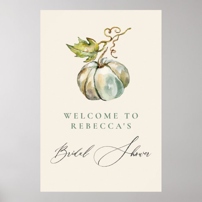 Elegantes Calligraphy Pumpkin Brautparty Willkomme Poster (Vorne)