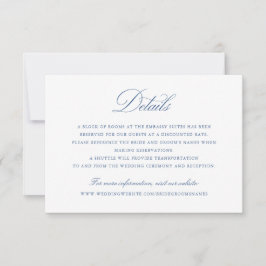 Elegantes Calligraphy Script Blue Wedding Details Einladung