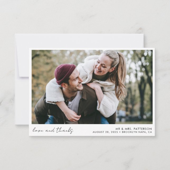 Elegantes Calligraphy Script Einfaches Foto Hochze Dankeskarte (Vorderseite)