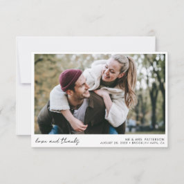 Elegantes Calligraphy Script Einfaches Foto Hochze Dankeskarte