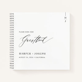 Elegantes Calligraphy Script Wedding Guest Book Notizbuch