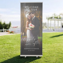 Elegantes Calligraphy Wedding Foto Willkommen Retr