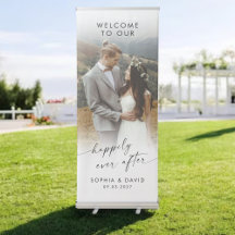 Elegantes Calligraphy Wedding Foto Willkommen Retr