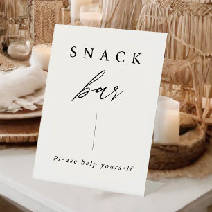 Elegantes Calligraphy Wedding Snack Bar Sign Sockelschild
