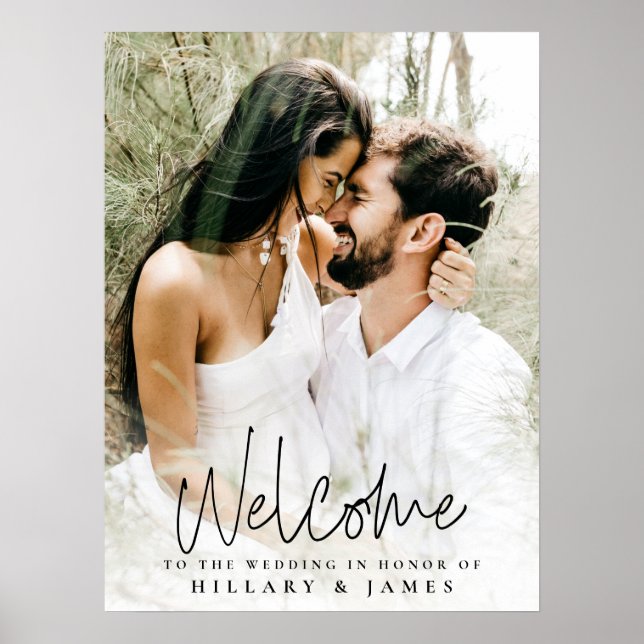 Elegantes Calligraphy Wedding Welcome Sign Poster (Vorne)
