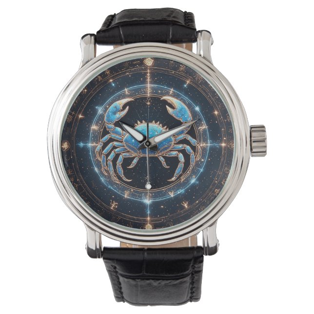 Elegantes Cancer Zodiac-Zeichen Armbanduhr (Vorderseite)