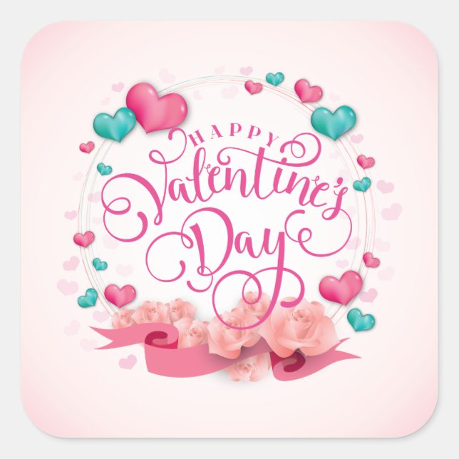 Elegantes Candy Hearts Valentine's Day Sticker Sie (Vorderseite)