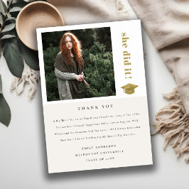 Elegantes Cap Typografy Graduation Cap Foto Dankeskarte