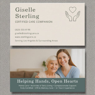 Elegantes Caregiver and Senior Companion Foto Visitenkarte