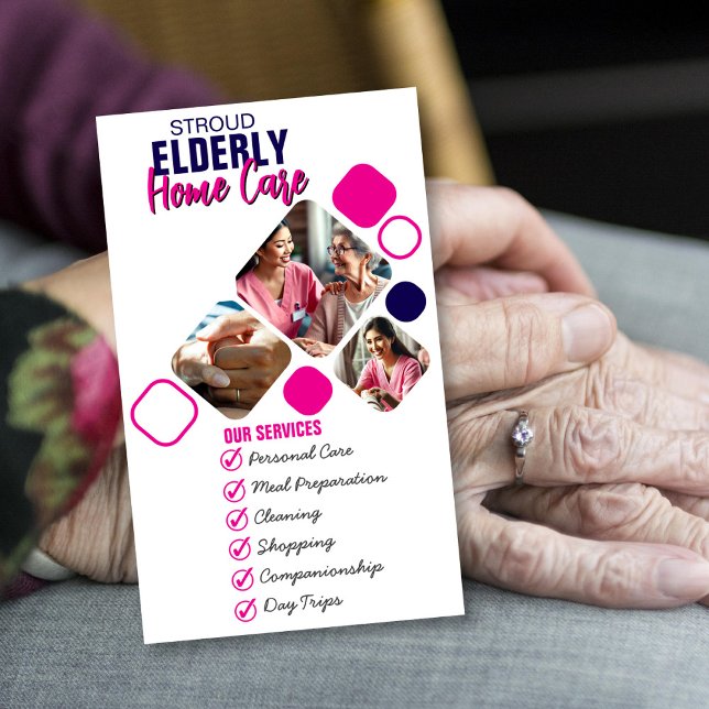 Elegantes Caregiver Foto Gray & Blue Design Visitenkarte (Von Creator hochgeladen)