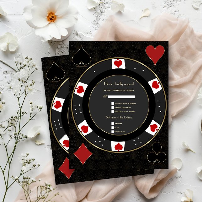 Elegantes Casino Vegas Poker RSVP Karte (Von Creator hochgeladen)
