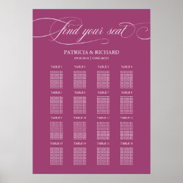 Elegantes Cassis Seating Chart-Zeichen Poster