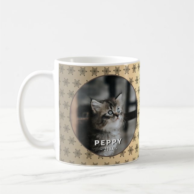 Elegantes Cat Foto Golden Metallic Kaffeetasse (Links)