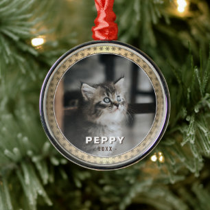 Elegantes Cat Foto Golden Metallic Ornament Aus Metall