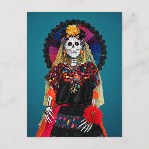 Elegantes Catrina in traditioneller mexikanischer  Feiertagspostkarte