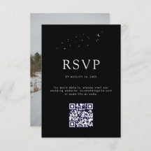 Elegantes Celestial Black QR Code Wedding Foto